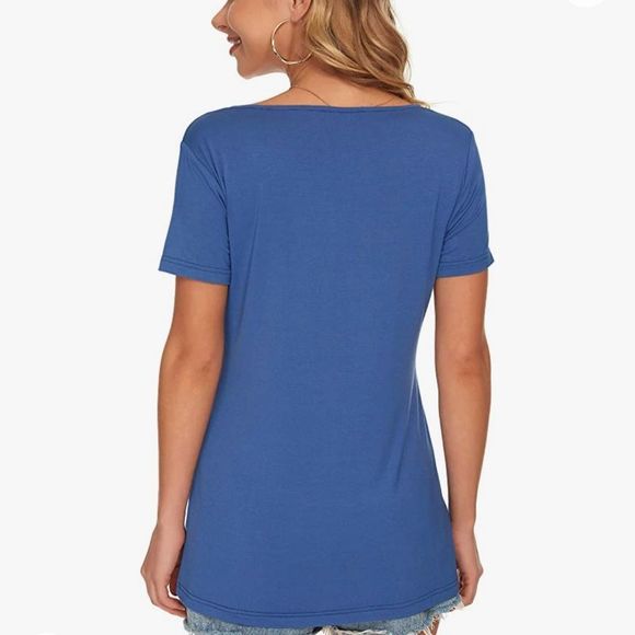 MISFAY Short Sleeve Henley Shirt in Blue - Picture 4 of 6